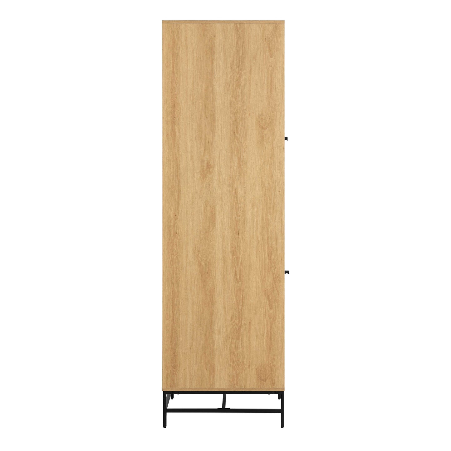 Bjork Natural Oak Wood and Black Panelled Wardrobe 2 Doors