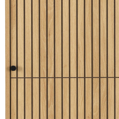 Bjork Natural Oak Wood and Black Panelled Wardrobe 2 Doors