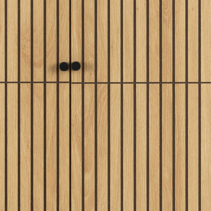 Bjork Natural Oak Wood and Black Panelled Wardrobe 4 Doors