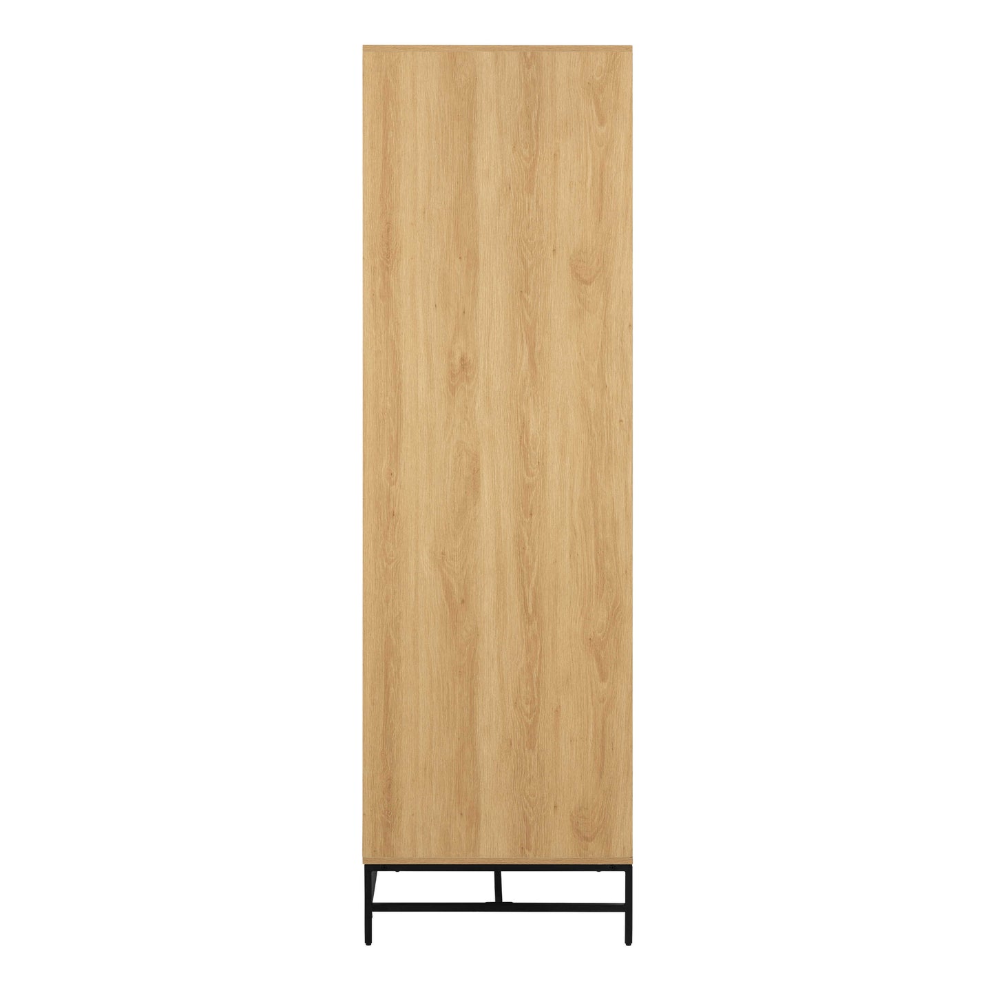 Bjork Natural Oak Wood and Black Panelled Wardrobe 4 Doors