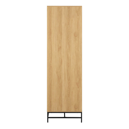 Bjork Natural Oak Wood and Black Panelled Wardrobe 4 Doors