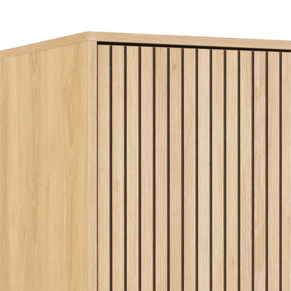 Bjork Natural Oak Wood and Black Panelled Wardrobe 4 Doors