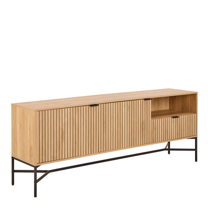 Brisbane Slatted Wild Natural Oak Sideboard 2 Doors 2 Shelves