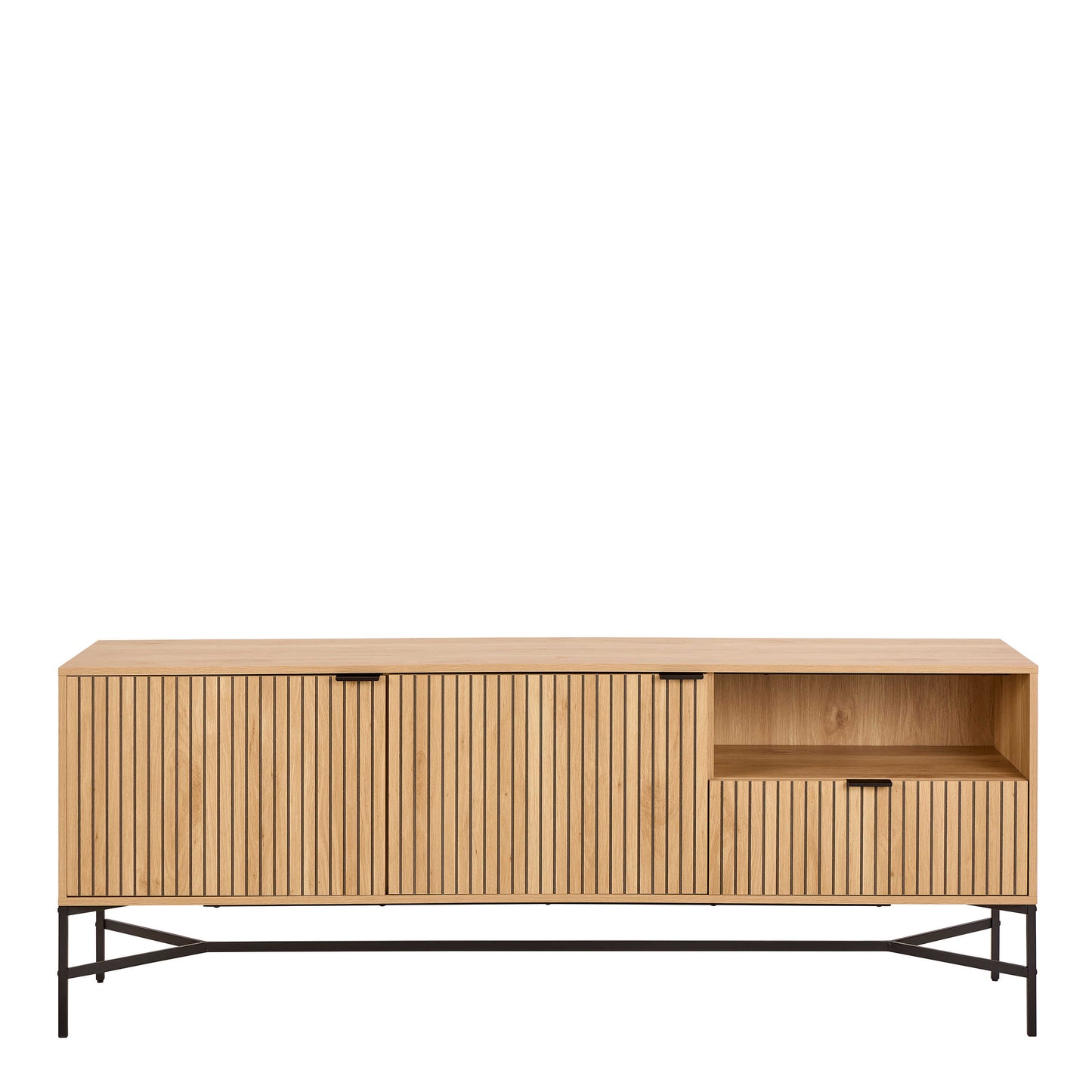 Brisbane Slatted Wild Natural Oak Sideboard 2 Doors 2 Shelves