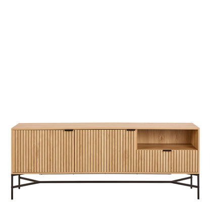 Brisbane Slatted Wild Natural Oak Sideboard 2 Doors 2 Shelves