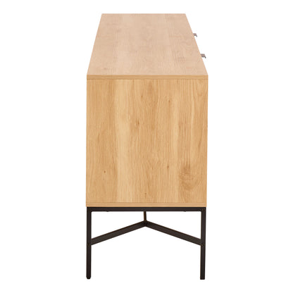 Brisbane Slatted Wild Natural Oak Sideboard 2 Doors 2 Shelves