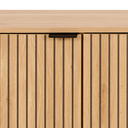 Brisbane Slatted Wild Natural Oak Sideboard 2 Doors 2 Shelves
