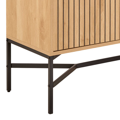 Brisbane Slatted Wild Natural Oak Sideboard 2 Doors 2 Shelves