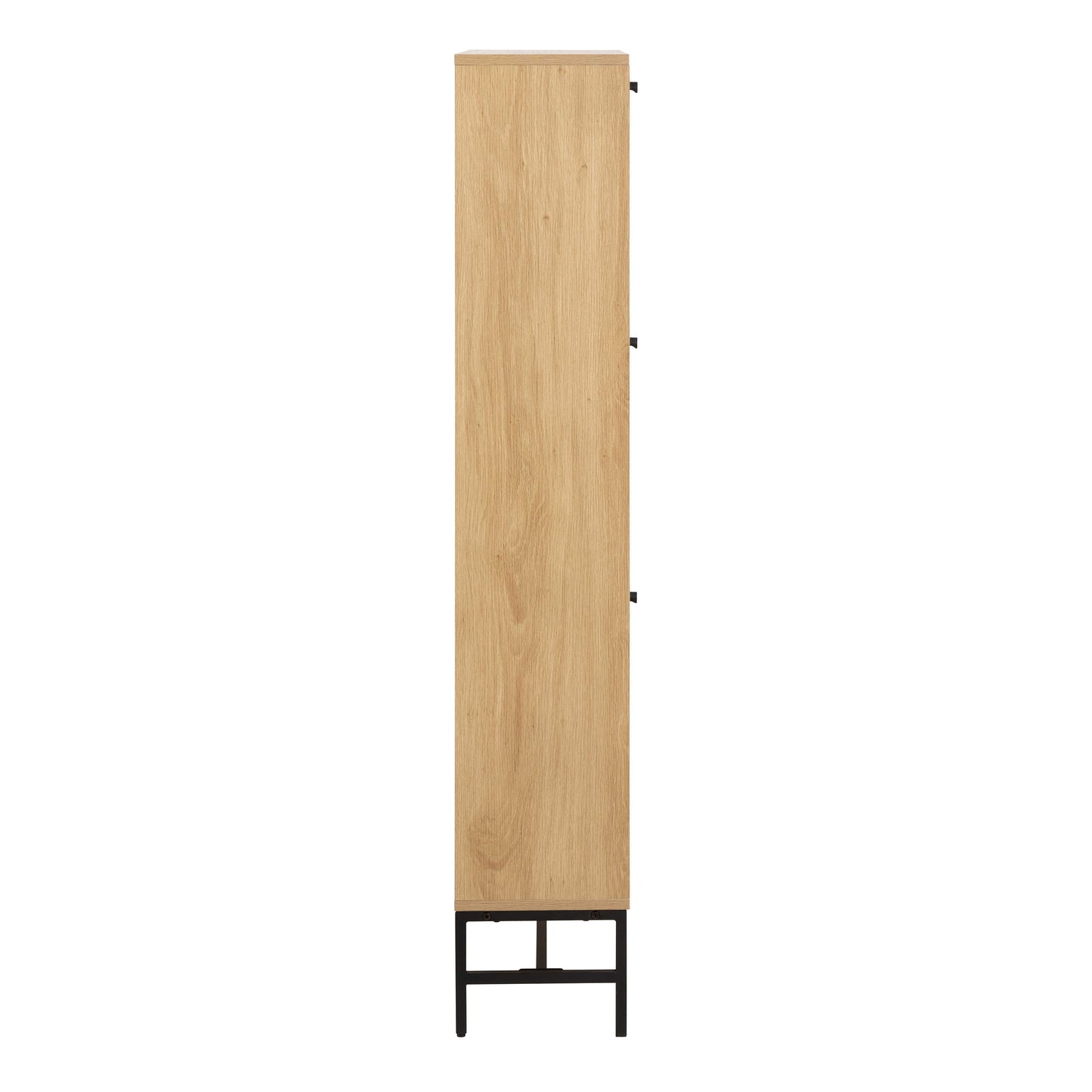 Bjork Natural Oak Wood and Black Panelled Shoe Cabinet 3 Doors