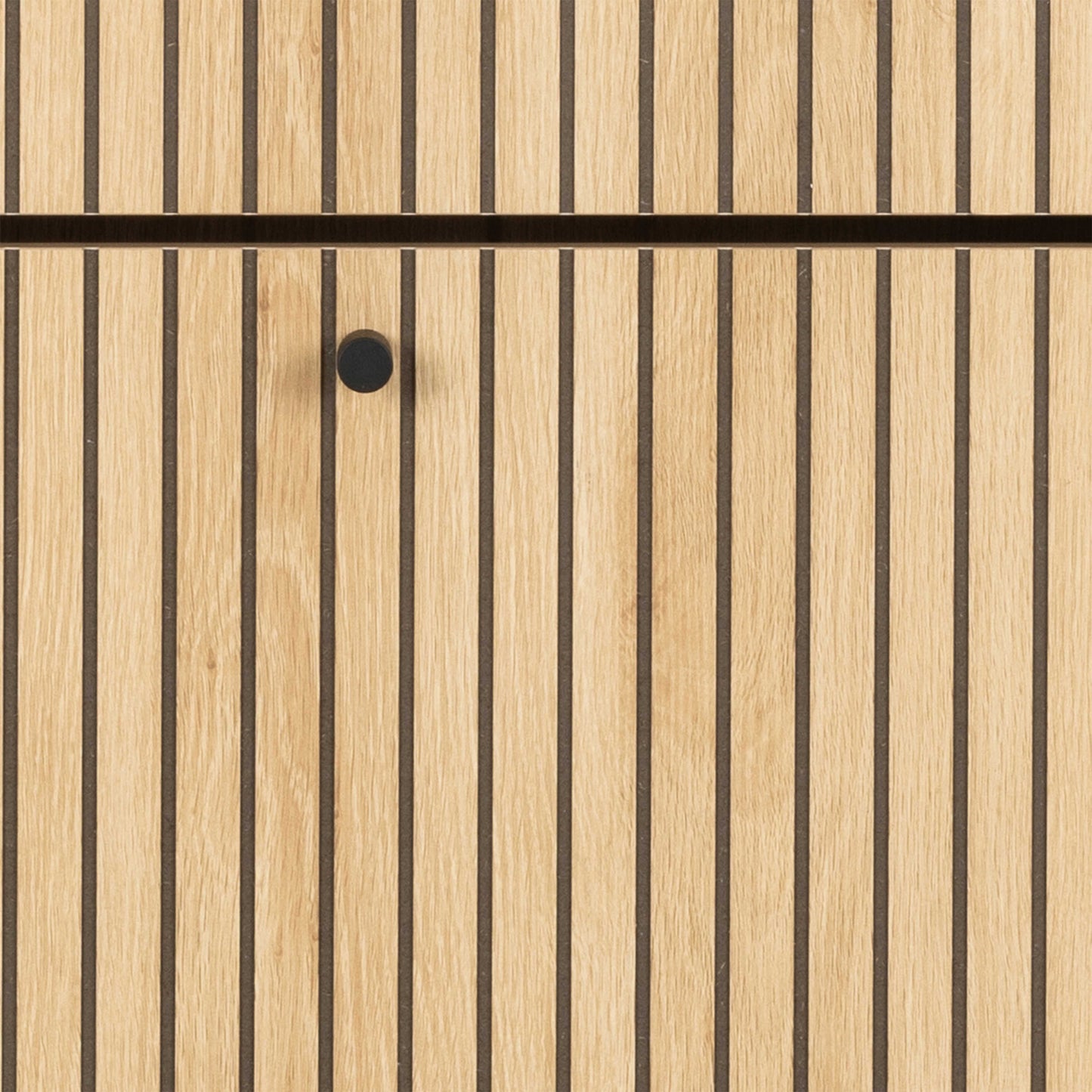 Bjork Natural Oak Wood and Black Panelled Shoe Cabinet 3 Doors