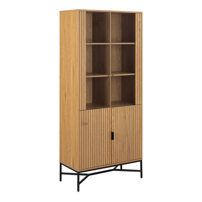 Brisbane Slatted Wild Natural Oak Display Cabinet 4 doors 6 Shelves