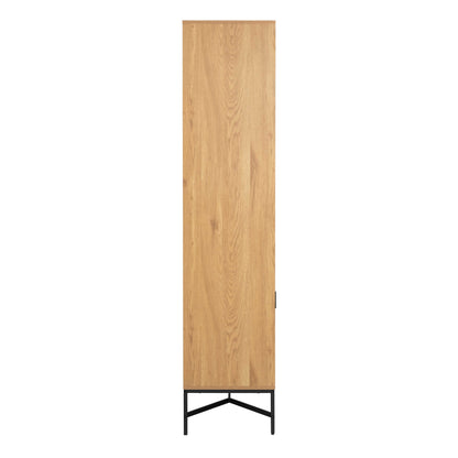 Brisbane Slatted Wild Natural Oak Display Cabinet 4 doors 6 Shelves