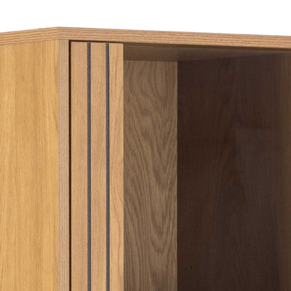 Brisbane Slatted Wild Natural Oak Display Cabinet 4 doors 6 Shelves