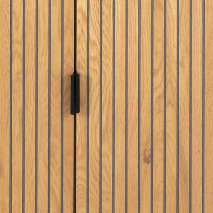 Brisbane Slatted Wild Natural Oak Display Cabinet 4 doors 6 Shelves