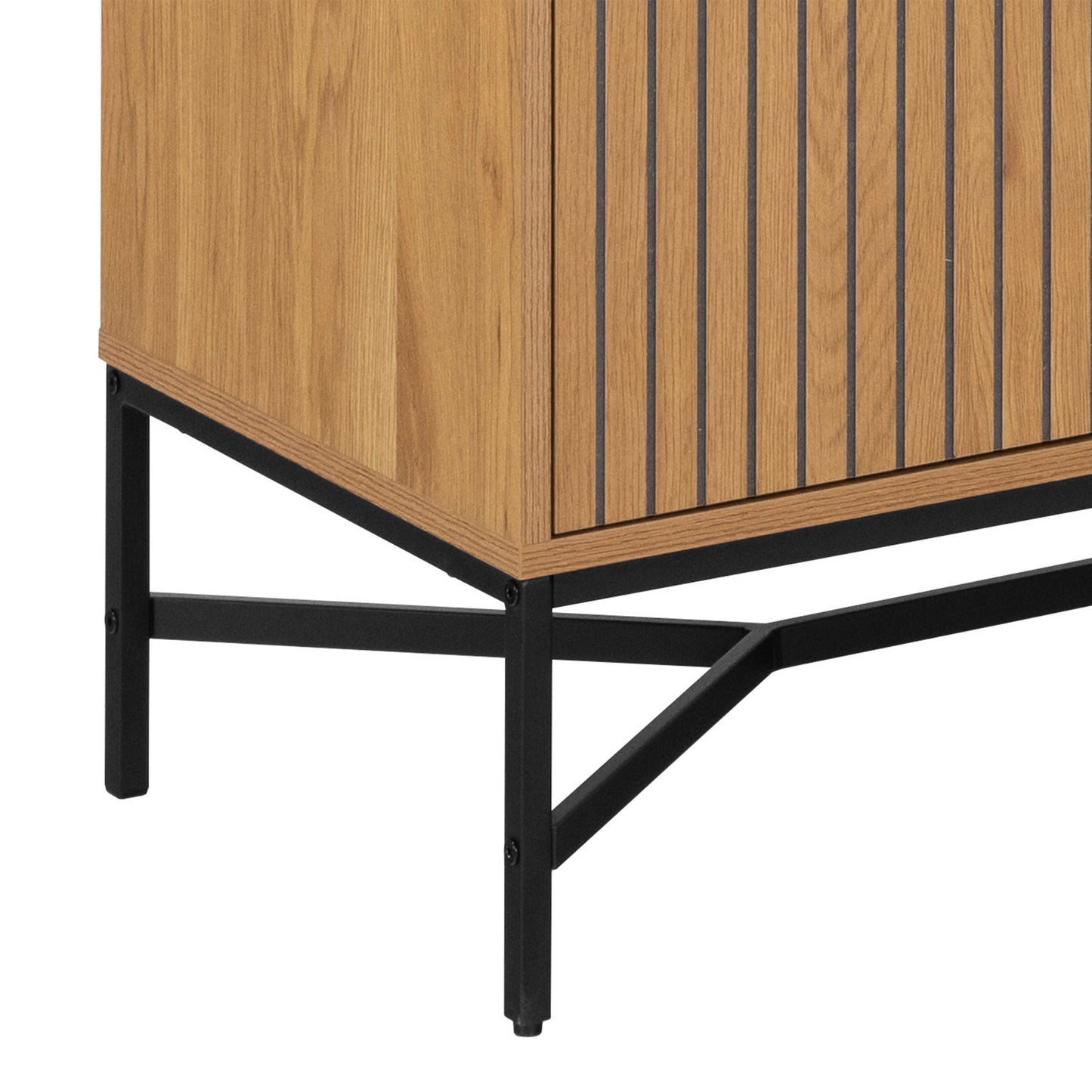 Brisbane Slatted Wild Natural Oak Display Cabinet 4 doors 6 Shelves
