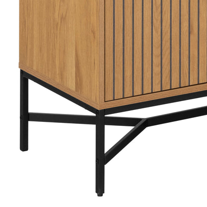 Brisbane Slatted Wild Natural Oak Display Cabinet 4 doors 6 Shelves