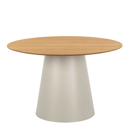 Hamburg 120cm Round Oak Veneer Dining Table Pillar Steel Base