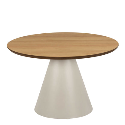 Hamburg Round Oak Veneer Coffee Table Pillar Steel Base