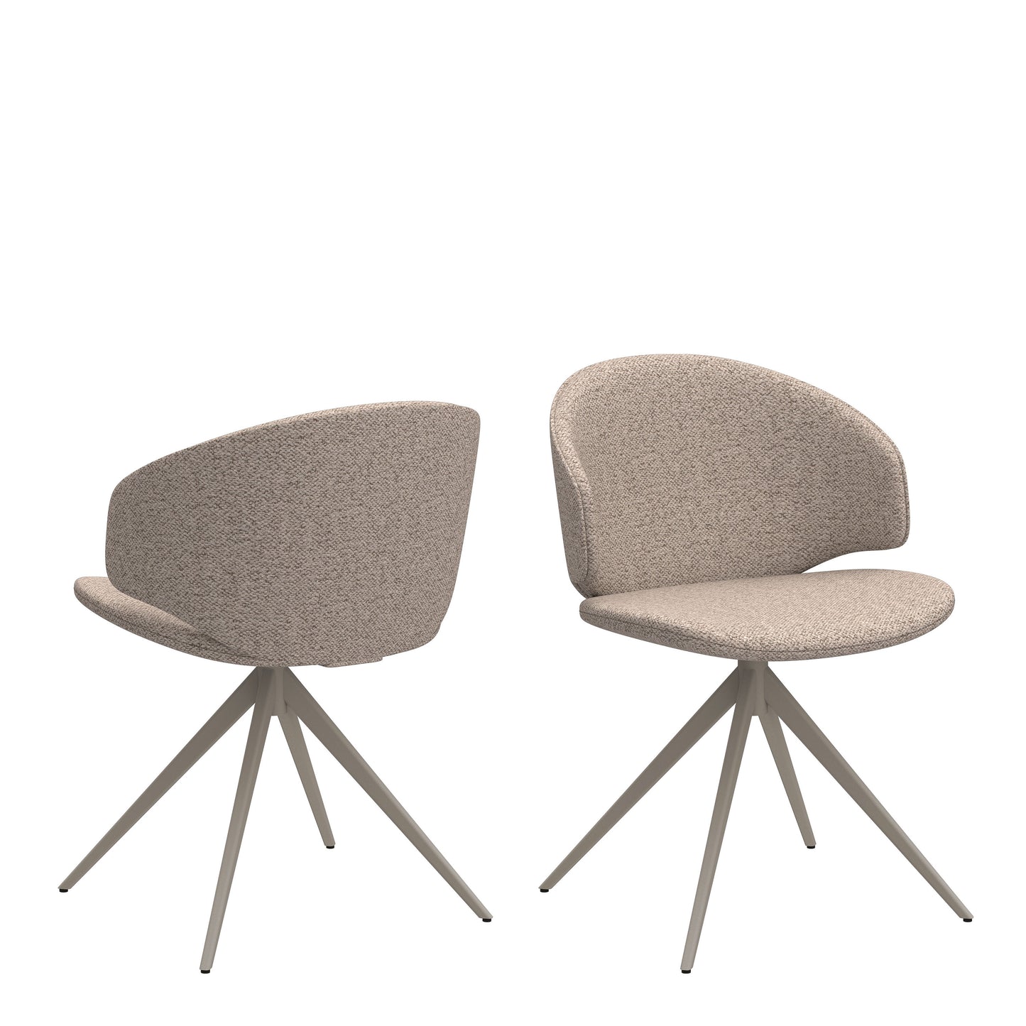 Cardiff Grey Ceramic Dining Table 160cm with 4 Beige Boucle Swivel Chairs
