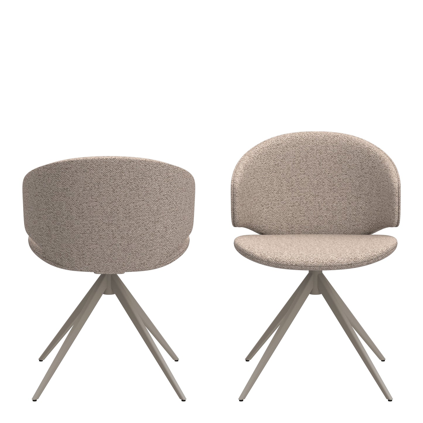 Cardiff Grey Ceramic Dining Table 160cm with 4 Beige Boucle Swivel Chairs
