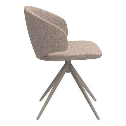 Cardiff Grey Ceramic Dining Table 160cm with 4 Beige Boucle Swivel Chairs
