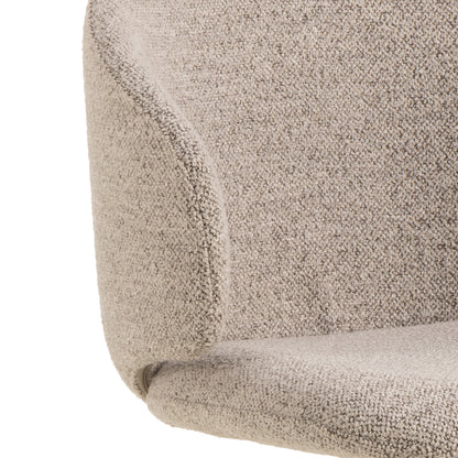 Cardiff Grey Ceramic Dining Table 160cm with 4 Beige Boucle Swivel Chairs