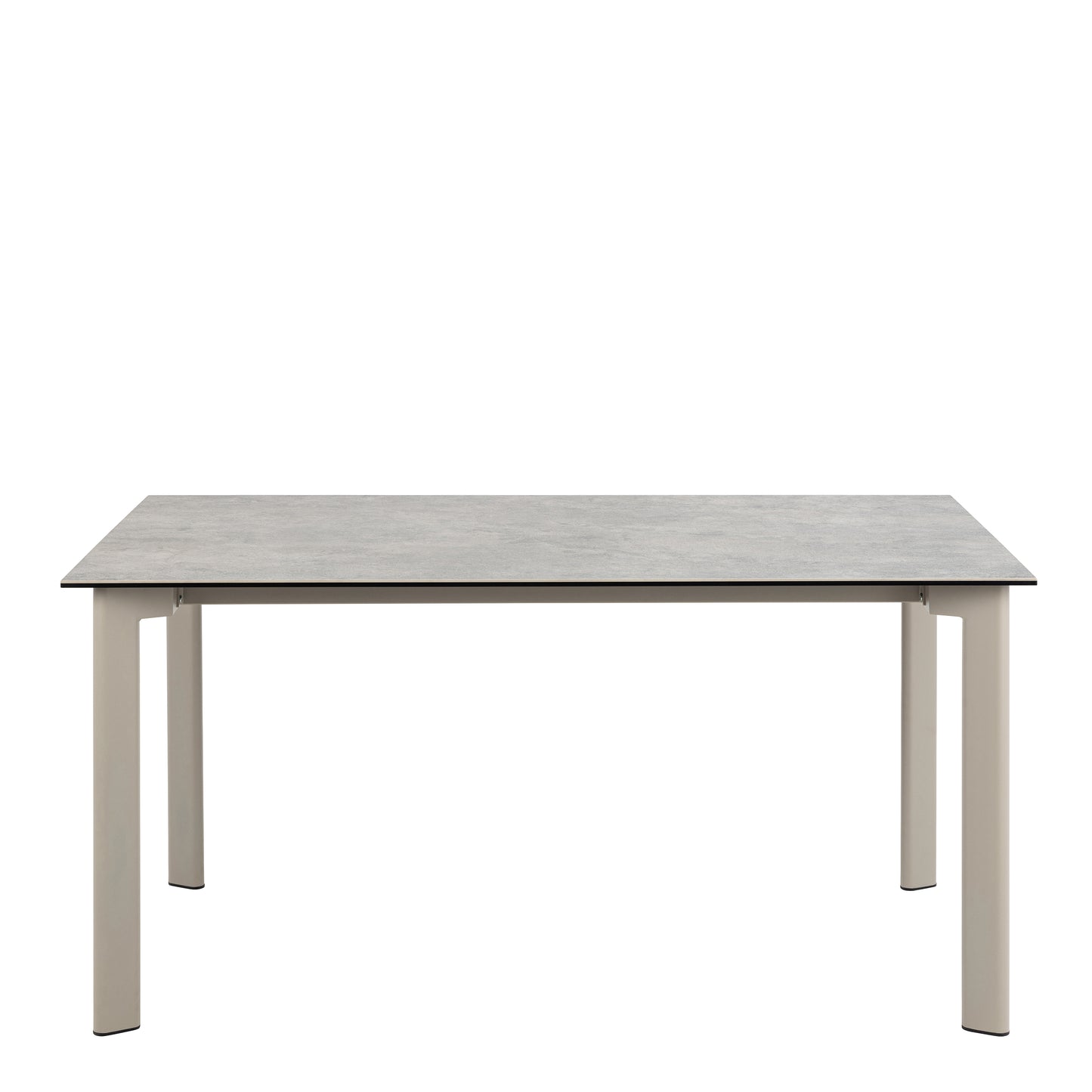 Cardiff Grey Ceramic Dining Table 160cm with 4 Beige Boucle Swivel Chairs