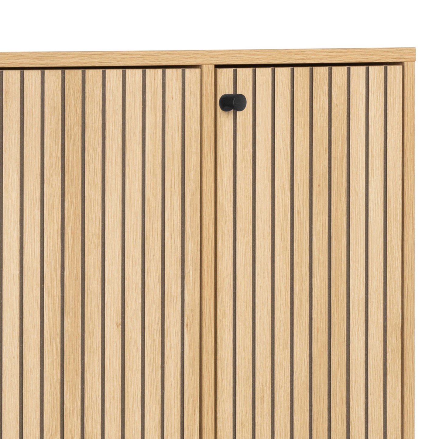 Bjork Natural Oak Wood and Black Panelled Shoe Cabinet 4 Doors