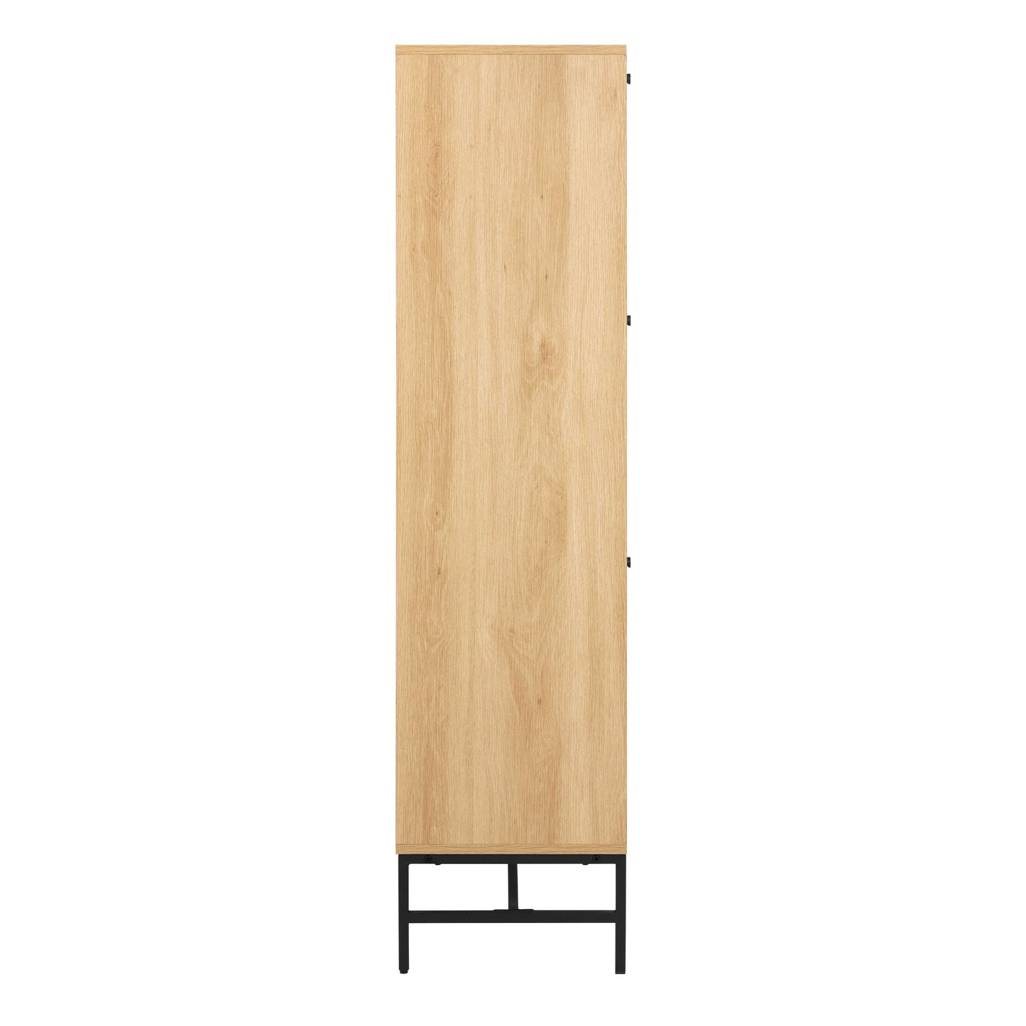 Bjork Natural Oak Wood and Black Panelled Shoe Cabinet 4 Doors