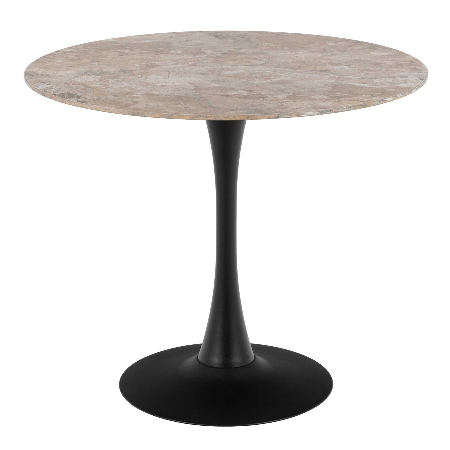 Cloverfern Brown Ceramic Round Dining Table Black Base