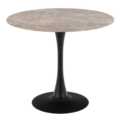 Cloverfern Brown Ceramic Round Dining Table Black Base