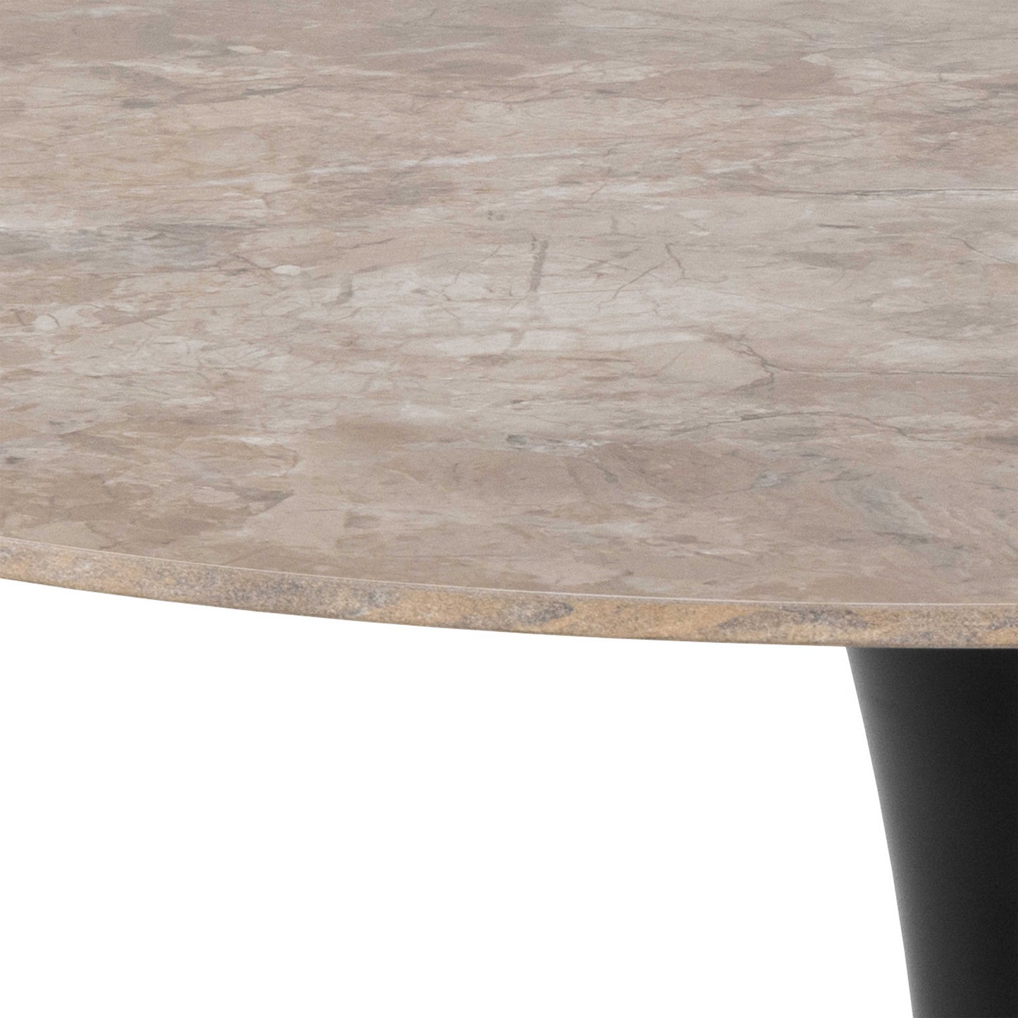 Cloverfern Brown Ceramic Round Dining Table Black Base