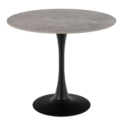 Cloverfern Grey Ceramic Round Dining Table Black Metal Base