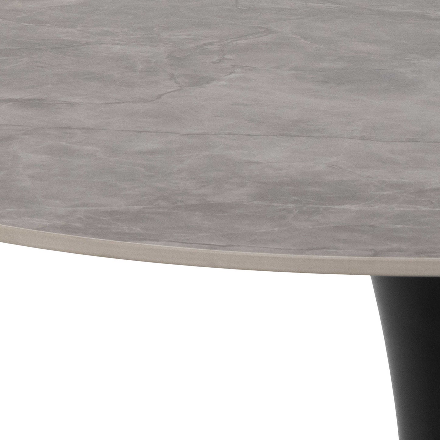 Cloverfern Grey Ceramic Round Dining Table Black Metal Base