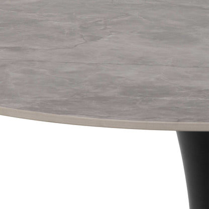 Cloverfern Grey Ceramic Round Dining Table Black Metal Base