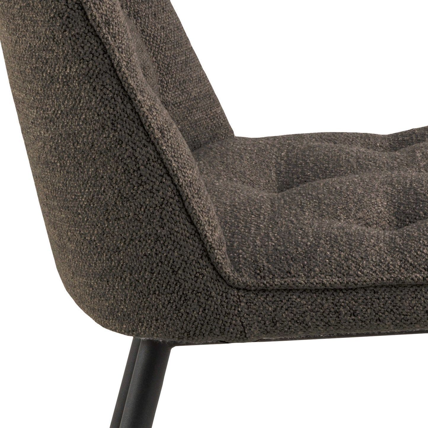 Belfast Brown Ceramic Dining Table with Black Base and 4 Taupe Chairs