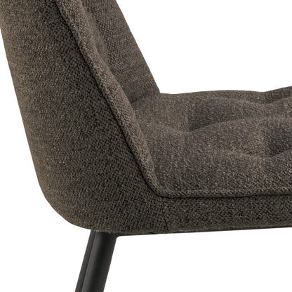 Belfast Brown Ceramic Dining Table with Black Base and 4 Taupe Chairs