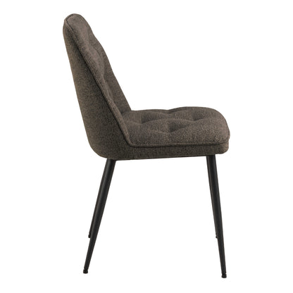 Belfast Brown Ceramic Dining Table with Black Base and 4 Taupe Chairs
