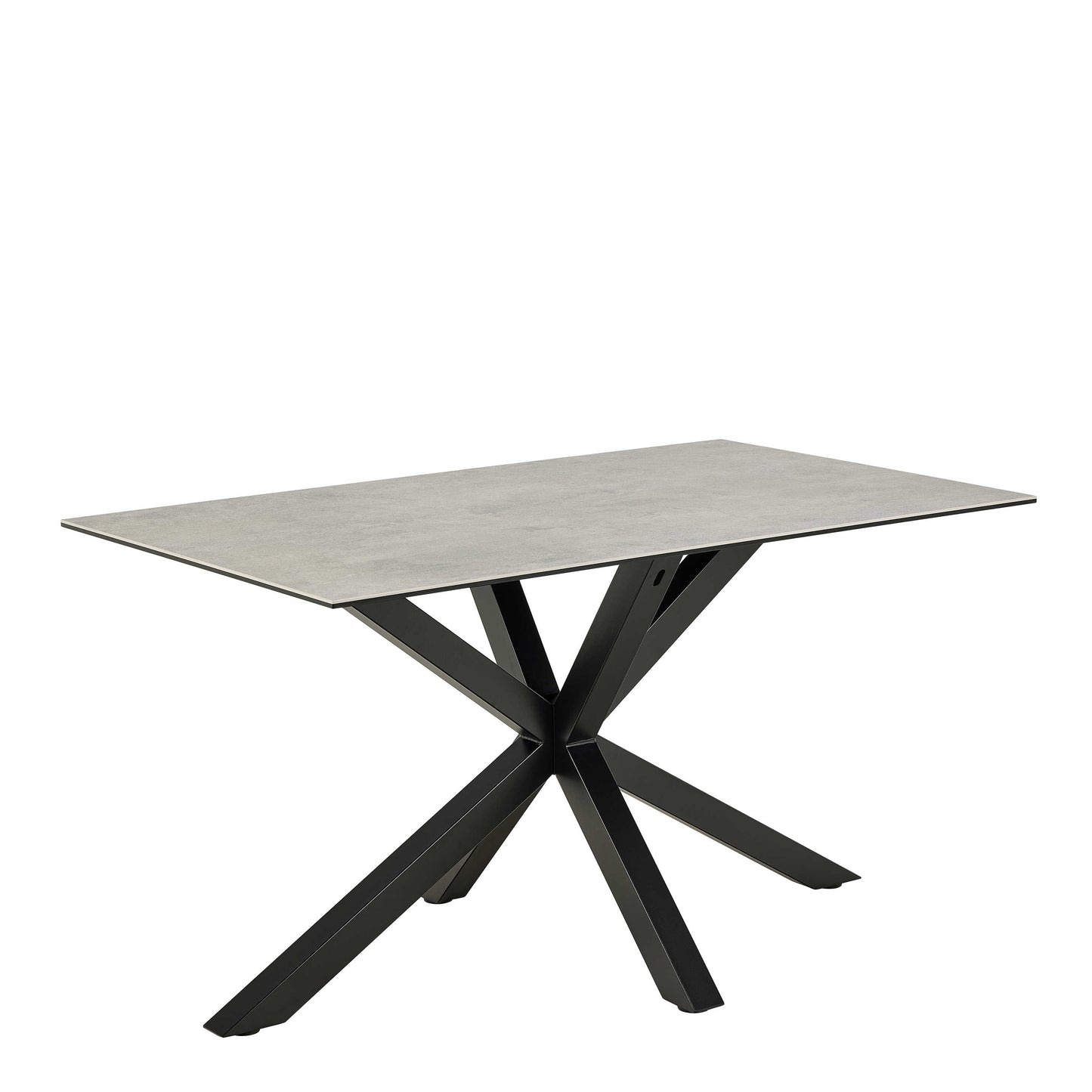 Perth 135cm 4 Seater Grey Ceramic Dining Table Industrial Black Metal Legs