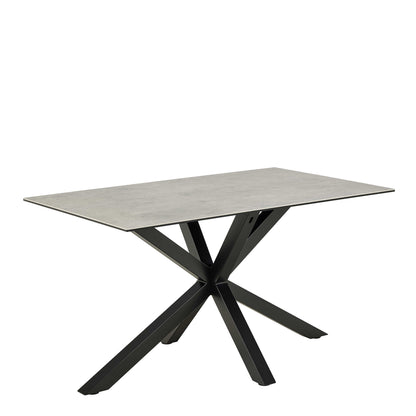 Perth 135cm 4 Seater Grey Ceramic Dining Table Industrial Black Metal Legs
