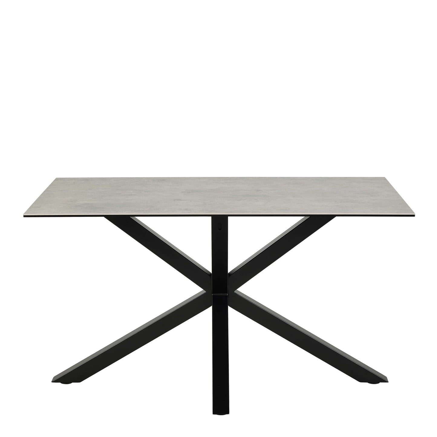 Perth 135cm 4 Seater Grey Ceramic Dining Table Industrial Black Metal Legs