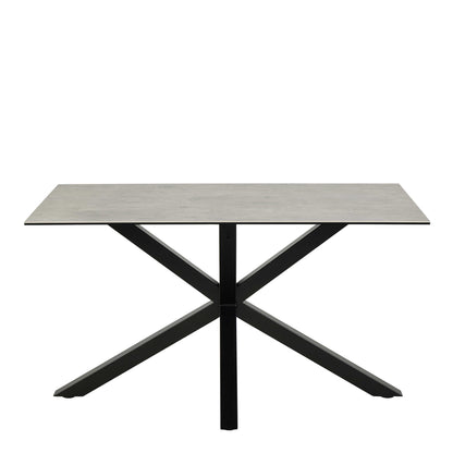 Perth 135cm 4 Seater Grey Ceramic Dining Table Industrial Black Metal Legs
