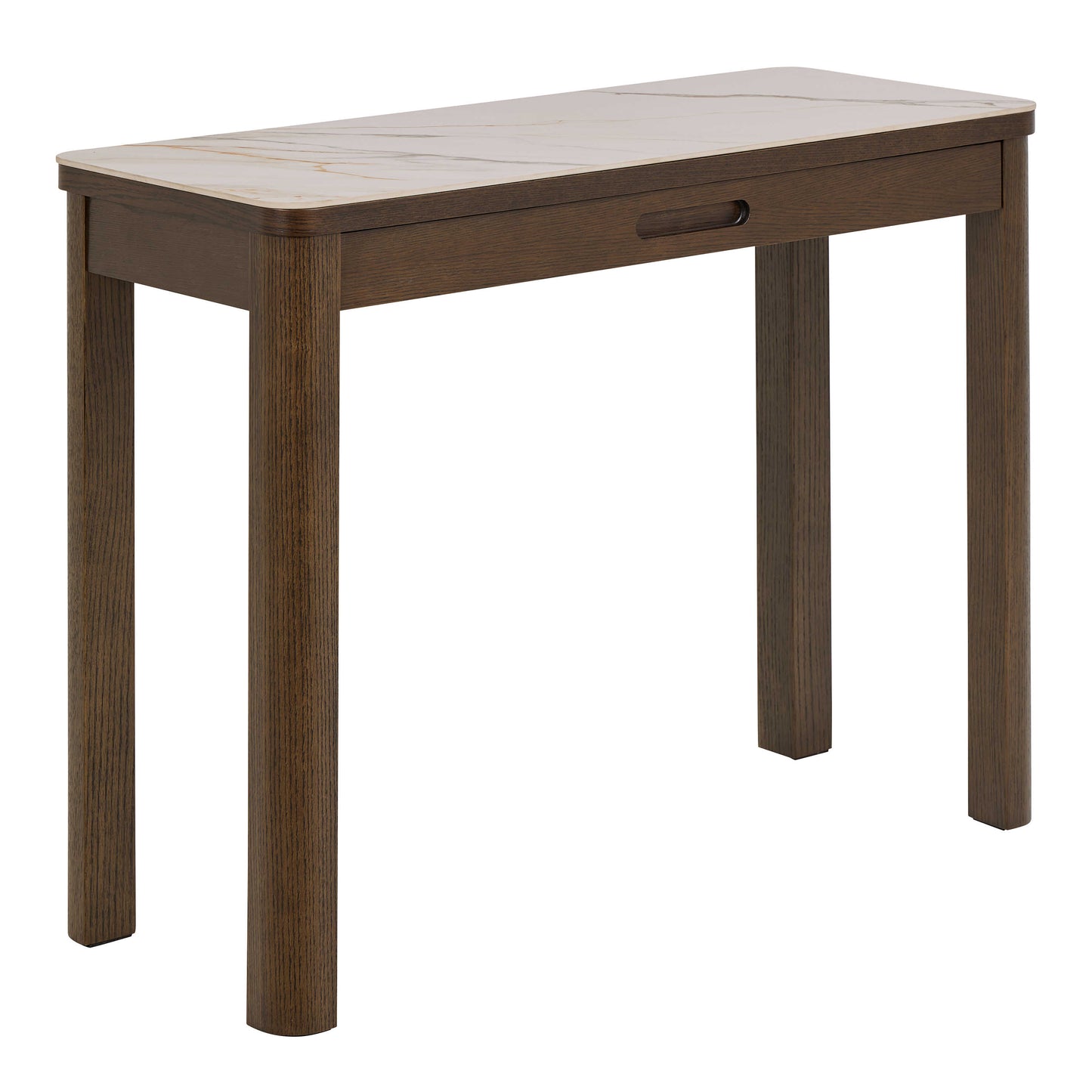 Cork Cream Ceramic Console Table with Oak Veneer Base 1 Drawer