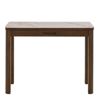 Cork Cream Ceramic Console Table with Oak Veneer Base 1 Drawer