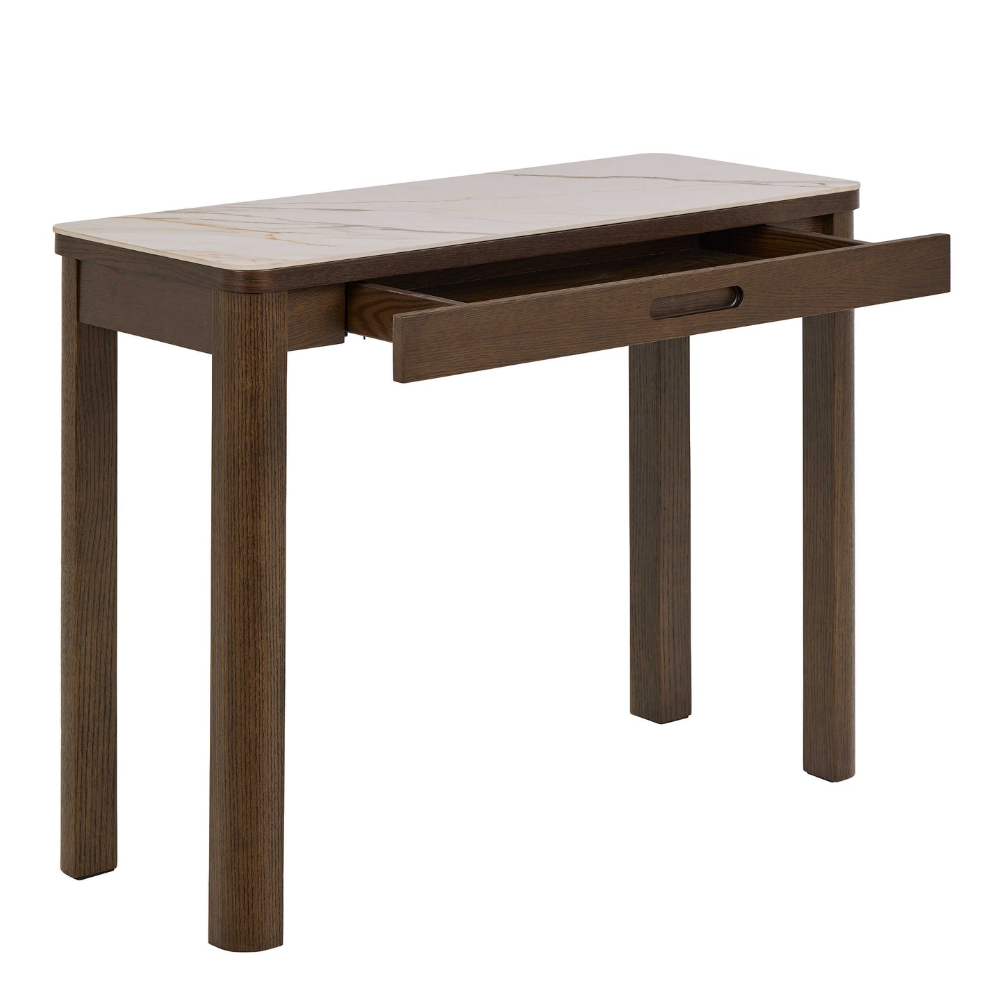 Cork Cream Ceramic Console Table with Oak Veneer Base 1 Drawer