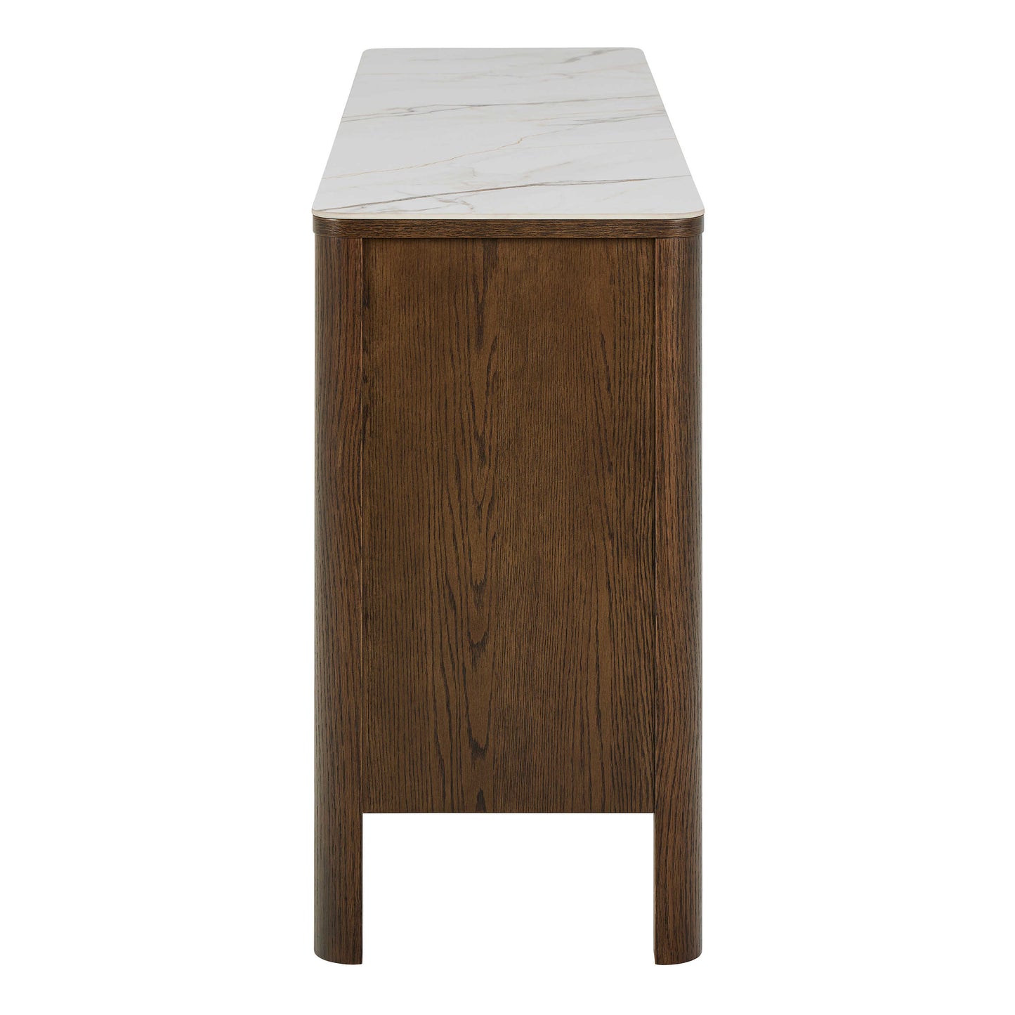 Cork  Oak Veneer Sideboard with Cream Ceramic Top 2 Doors 2 Drawers