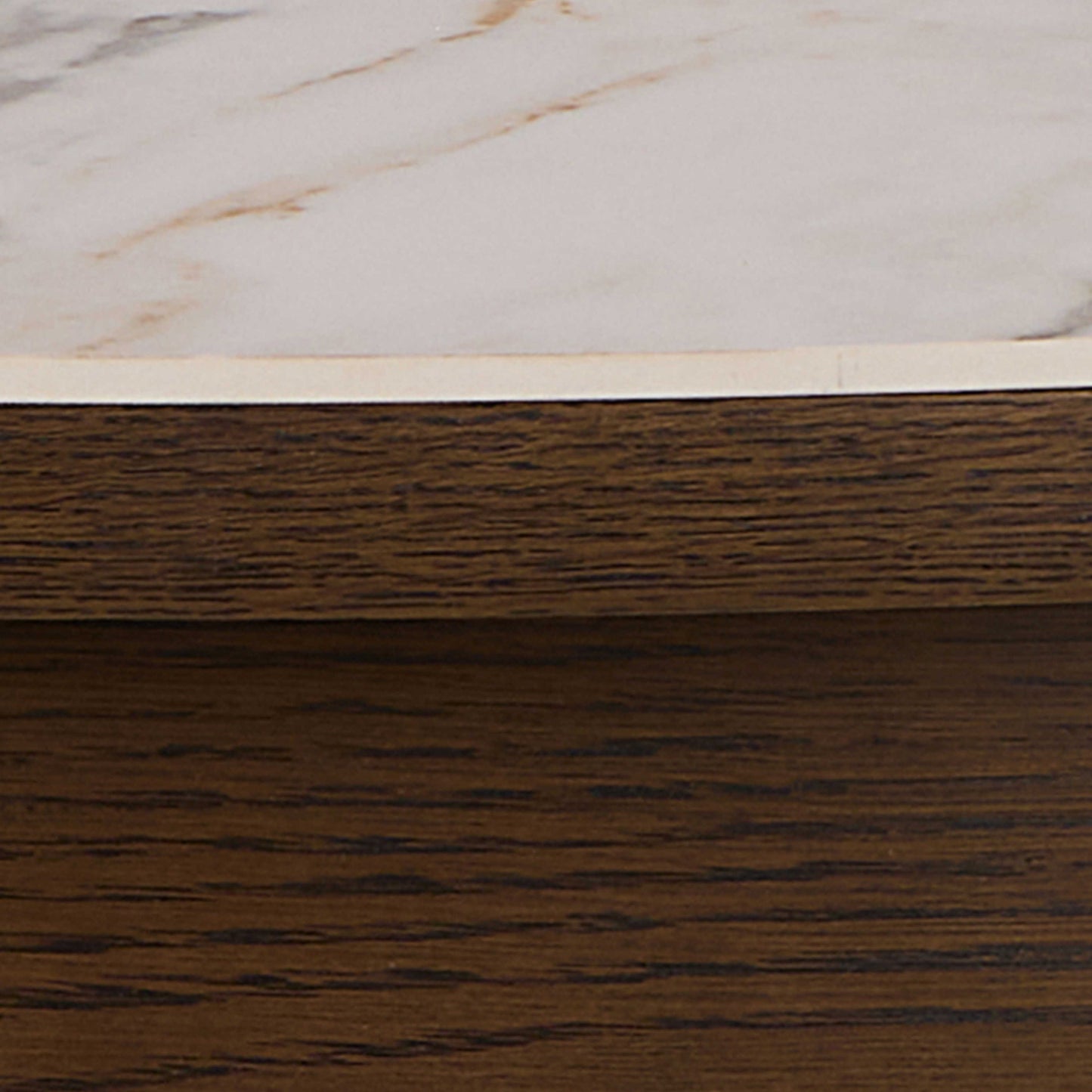 Cork Round Extendable Dining Table with Cream Ceramic Top and Oak Veneer Base