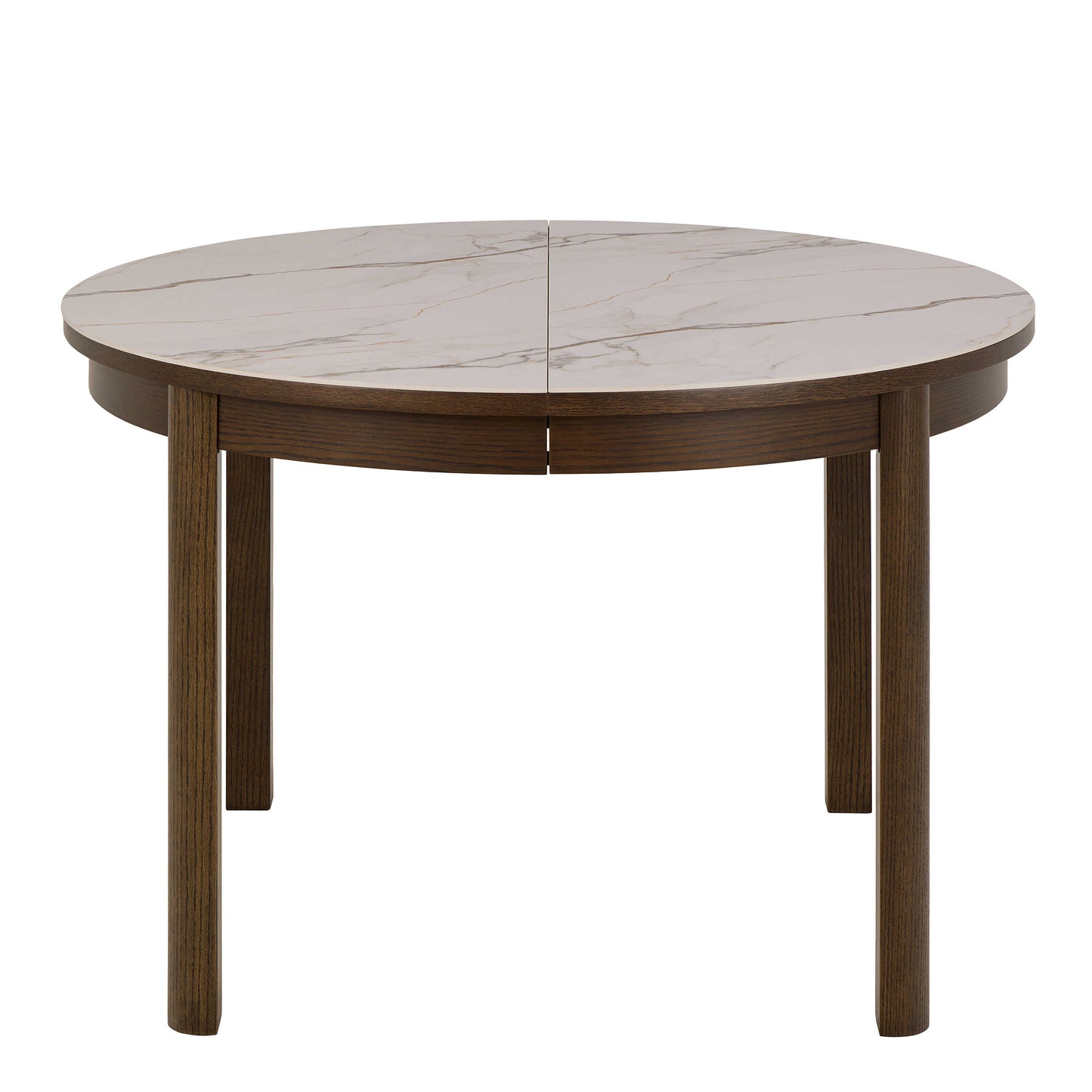 Cork Round Extendable Cream Ceramic Dining Table Oak Veneer Base