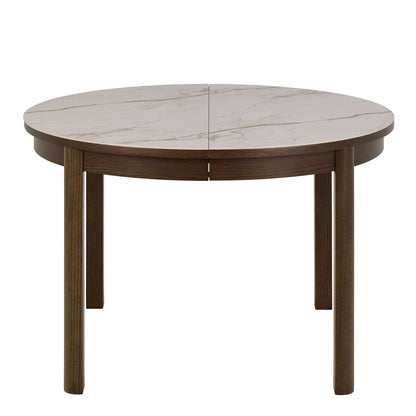 Cork Round Extendable Cream Ceramic Dining Table Oak Veneer Base