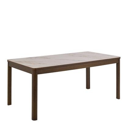Cork 180cm Rectangular Cream Ceramic Dining Table with Oak Veneer Base